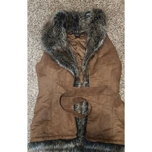 Ariat Faux Fur Collared Vest Tie Close Brown Women’s Sz Small